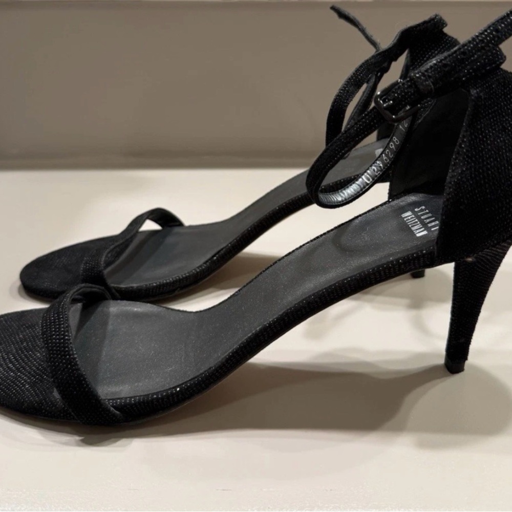 Stuart Weitzman black sparkle stilettos, size 12